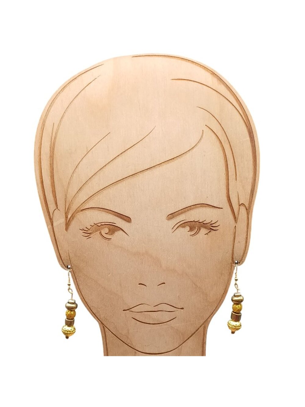 Gold-Tone Vintage Beaded Dangle Earrings with Hook Closure